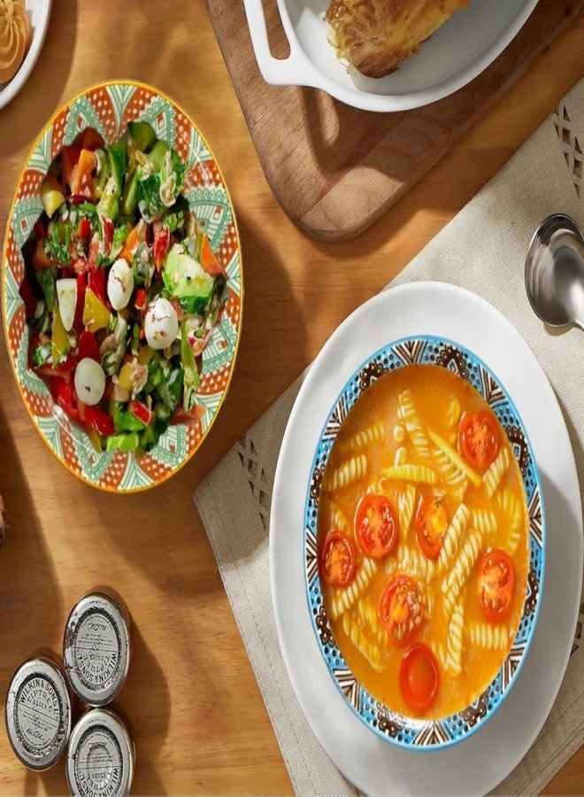 FLAVION Colorful Mandala Ceramic Bowl Set-Microwave Safe Porcelain Serving Bowls -Decorative Printed Tableware Ideal for Rice, Snacks, Salads,Soup,Desserts,soups(Pack of 4) - Image 3