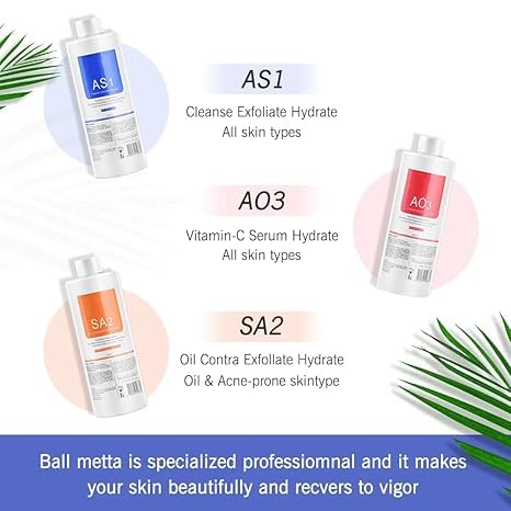 AXTENO Axteno AS1 SA2 AO3 Aqua Peeling Solution Salon Professional Dermabrasion Facial Special Solutions Skin Care Aqua Peeling Serum For Hydra Facial Dermabrasion Machine 400ml Set of 3 Bottles - Image 5