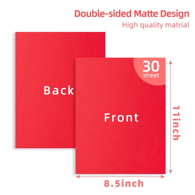 TEETOOKEA Red Cardstock 8.5 x 11 Inch, 30 Sheet Card Stock, 92lb/250gsm Thick Cover Stock, Heavyweight Printer Paper for Invitations, Scrapbooking, Crafts, DIY Projects, Drawing & Decorations - Image 2