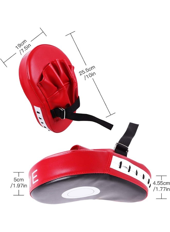 Berma Baby 2pcs Punching Pads Punch Focus Mitts Palm Pads Kick Karate Targets Pads for Boxing Training Combat Jab Gloves Kicking Pads PU Leather Curved for Kids & Adults (Red)  - Image 2
