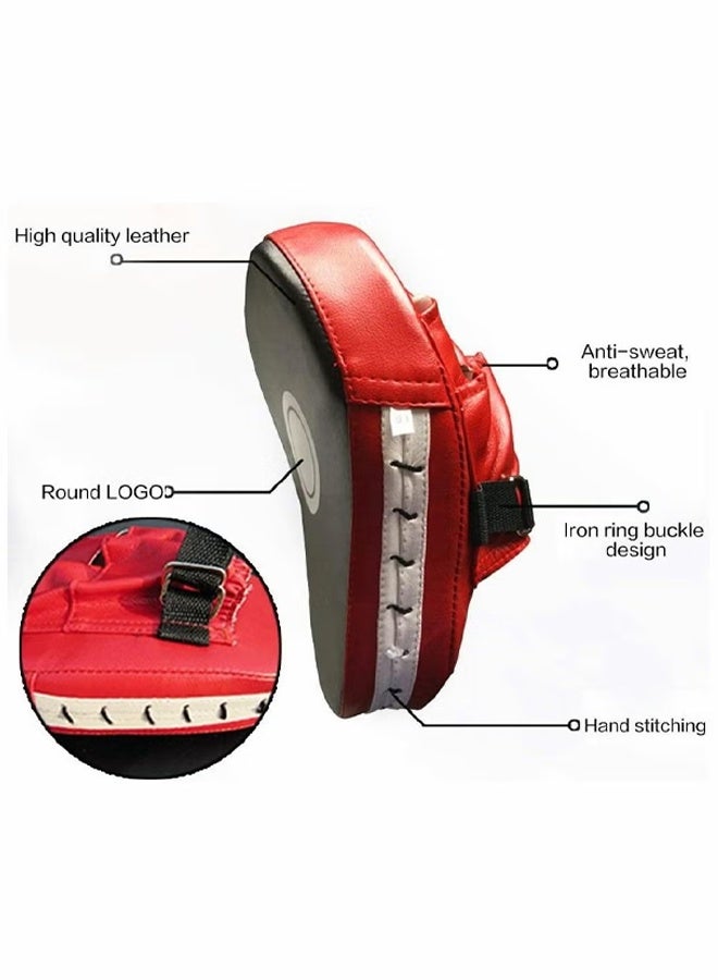 Berma Baby 2pcs Punching Pads Punch Focus Mitts Palm Pads Kick Karate Targets Pads for Boxing Training Combat Jab Gloves Kicking Pads PU Leather Curved for Kids & Adults (Red)  - Image 4