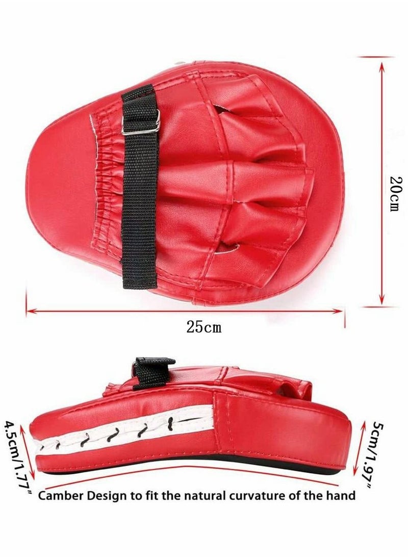 Berma Baby 1 Pair Punching Pads Punch Focus Mitts Palm Pads Kick Karate Targets Pads for Boxing Training Combat Jab Gloves Kicking Pads PU Leather Curved for Kids & Adults (Red)  - Image 4