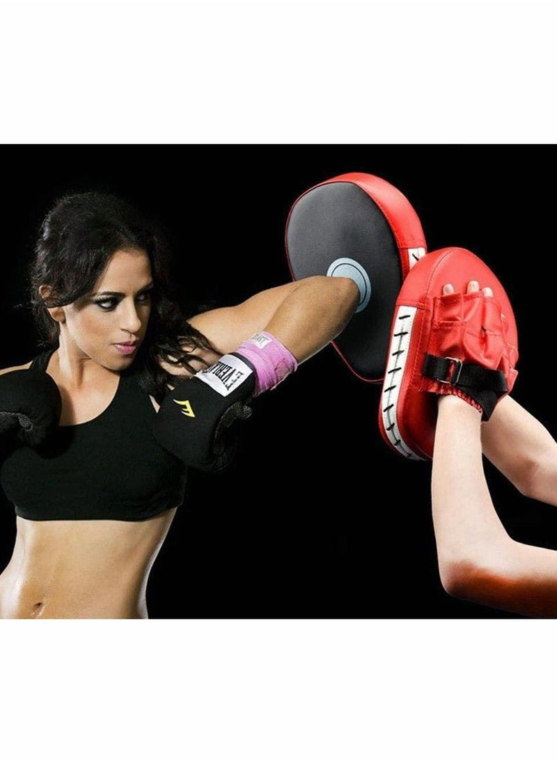 Berma Baby 1 Pair Punching Pads Punch Focus Mitts Palm Pads Kick Karate Targets Pads for Boxing Training Combat Jab Gloves Kicking Pads PU Leather Curved for Kids & Adults (Red)  - Image 2
