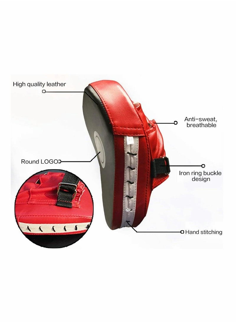 Berma Baby 1 Pair Punching Pads Punch Focus Mitts Palm Pads Kick Karate Targets Pads for Boxing Training Combat Jab Gloves Kicking Pads PU Leather Curved for Kids & Adults (Red)  - Image 5
