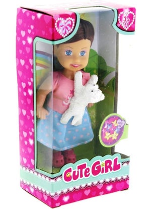 MEGA Cute Girl White Dog and Brown Mini Doll  - Image 2