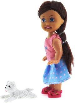 MEGA Cute Girl White Dog and Brown Mini Doll  - Image 4