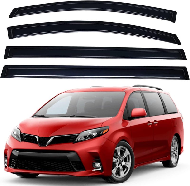 Lightronic WV94365 Tape-on Window Visors Rain Guards Smoke Tint 4PCS Set for 2011-2019 Toyota Sienna - Image 1