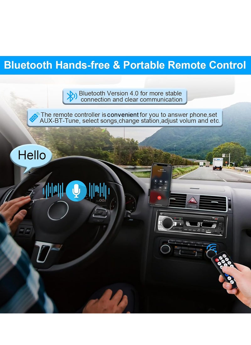 Single Din Car Audio System with APP Control MP3 Player for Car Stereo Radio Support Bluetooth Handsfree/USB/FM/TF/AUX/Fast Charging(Not with RDS)
