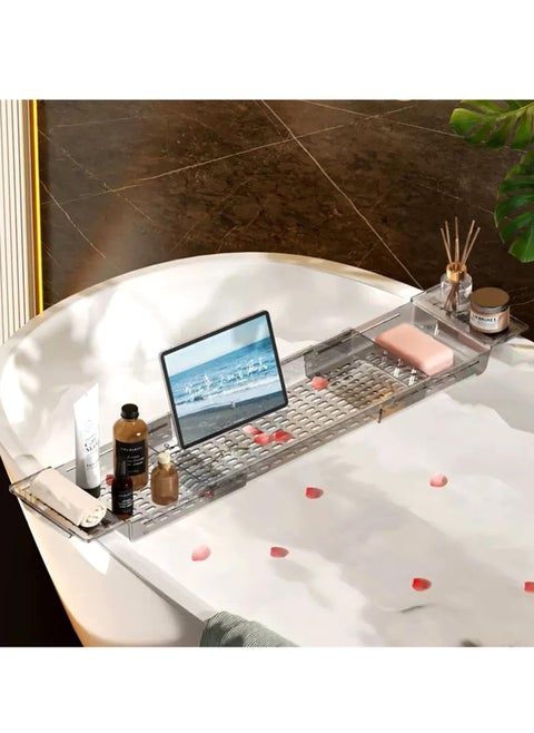 Adjustable Waterproof Clear Bathtub Shelf, Bathtub Board, Bathtub Tray, Bathtub Shelves, Bathtub Storage Board, Transparent Bathtub Stroage Rack