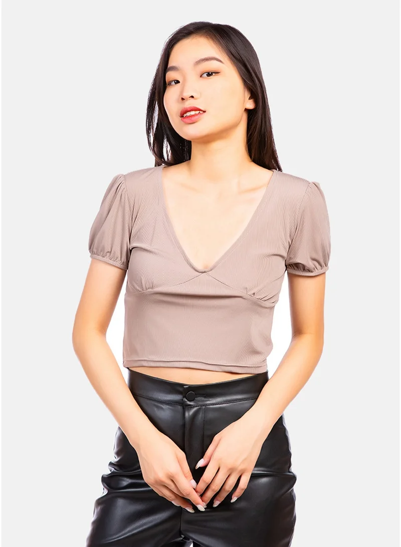 London Rag London Rag Pleated V Neck Top