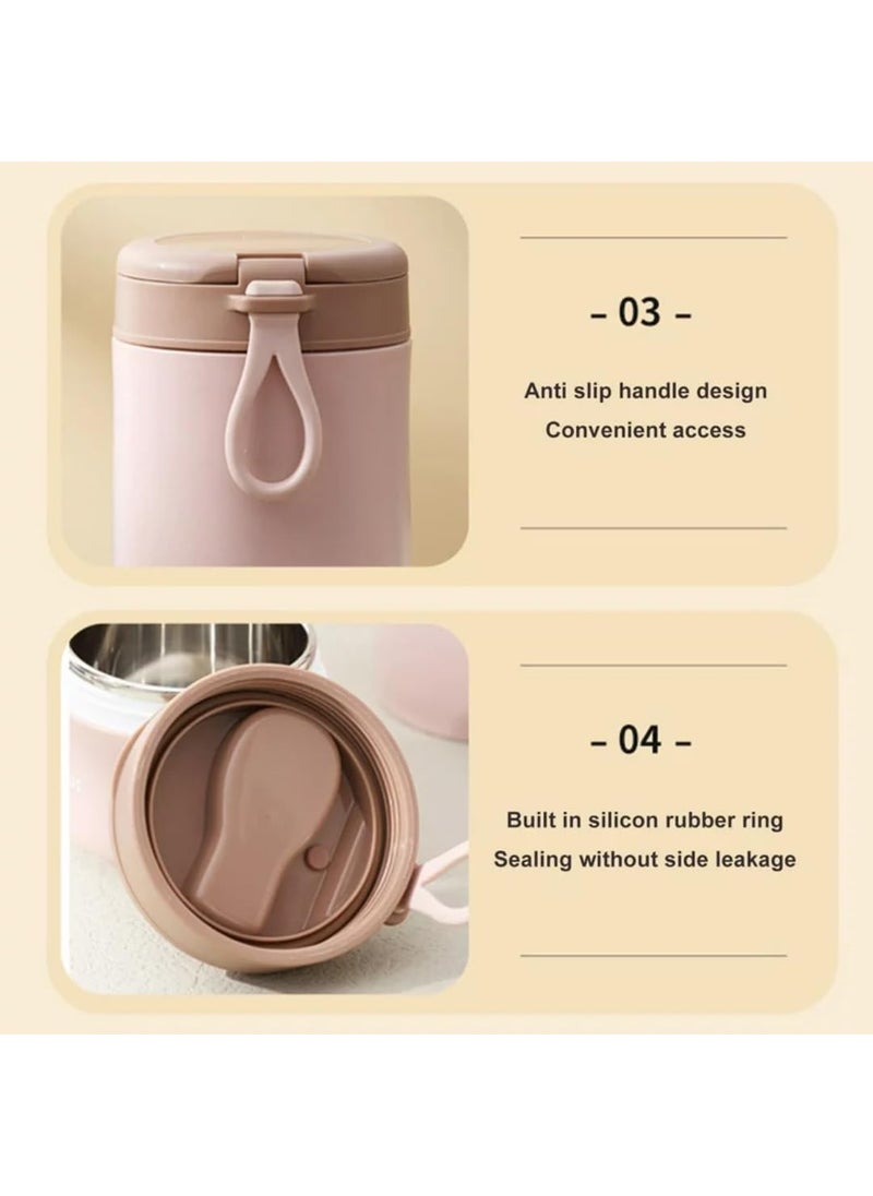 daiDokoro daiDokoro 730ml Stainless Steel Leakproof Lunch PotMeal Jar with Foldable Spoon for OfficeSchoolCollege Fern Green  - Image 4