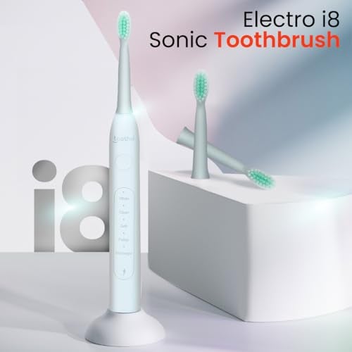 Toothsi Electro Sonic Electric Toothbrush | Smart Electric Toothbrush for Men & Women | with 6 Modes & 5 Brush Heads | IPX 7 Waterproof | Rechargeable | Oral Care (White1, i8) - Image 2