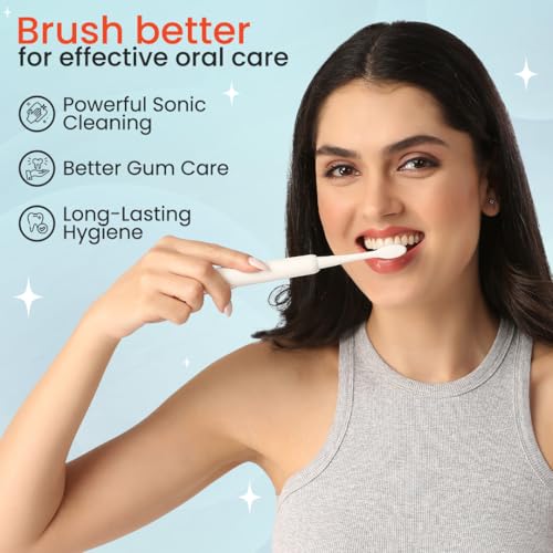 Toothsi Electro Sonic Electric Toothbrush | Smart Electric Toothbrush for Men & Women | with 6 Modes & 5 Brush Heads | IPX 7 Waterproof | Rechargeable | Oral Care (White1, i8) - Image 3
