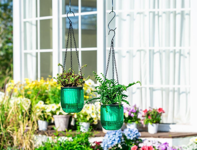 Josteve 4.5 Inch 2 Pcs Self Watering Hanging Planter Indoor Plant Pots Drainage Holes, Outdoor Small Hanging Planters Flower Pot Basket, Visible Water Level, Plant Hanger Home Decor, Gardening - Image 2