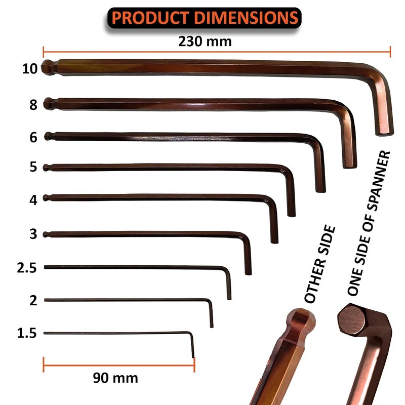 Harden 9PCS Professional Long Ball Key Wrench Made of S2 Steel Surface Matte NonSlip Strong Grip Durable Plastic Clip 540609 - Image 3