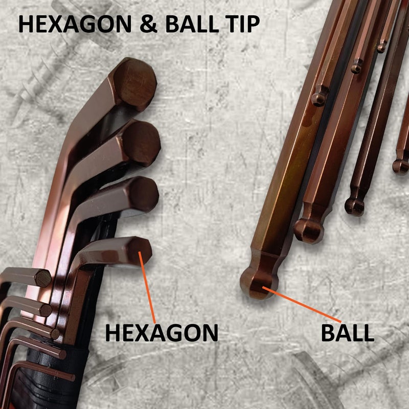 Harden 9PCS Professional Long Ball Key Wrench Made of S2 Steel Surface Matte NonSlip Strong Grip Durable Plastic Clip 540609 - Image 4