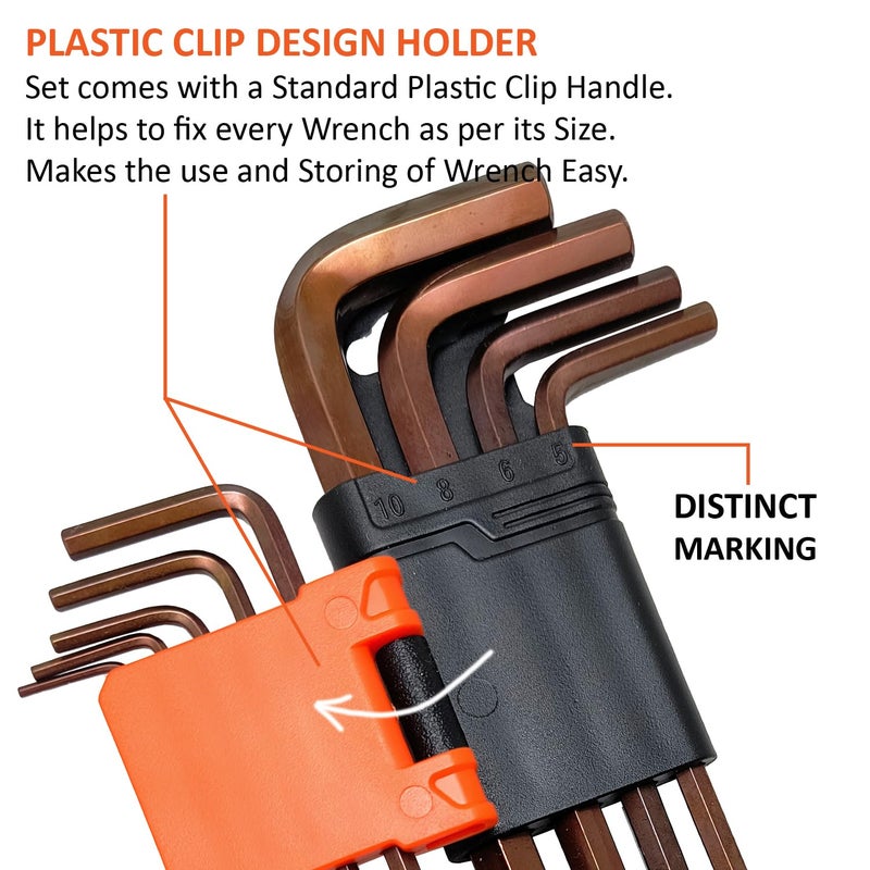 Harden 9PCS Professional Long Ball Key Wrench Made of S2 Steel Surface Matte NonSlip Strong Grip Durable Plastic Clip 540609 - Image 2