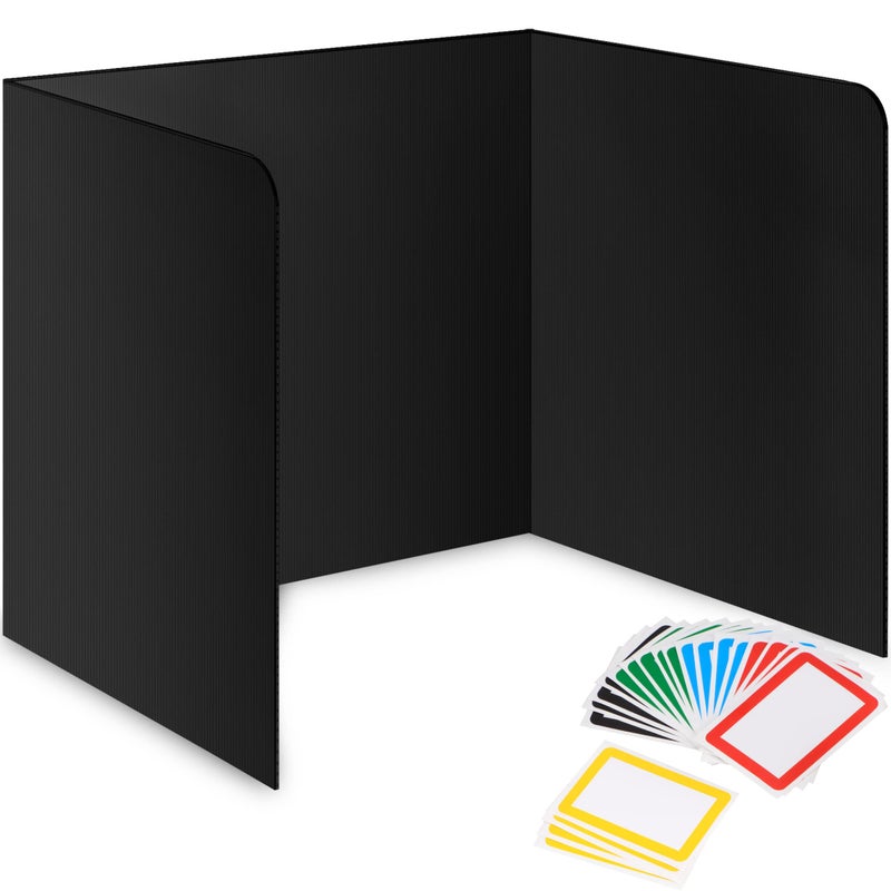 Storage Standard 22-Pack Desk Dividers for Students - Durable & Waterproof Plastic Study Carrel Divider, Classroom Folders Teacher Supplies, Easy-to-Clean Plastic Privacy Shield Folder Boards for Student Desks, Black - Image 1