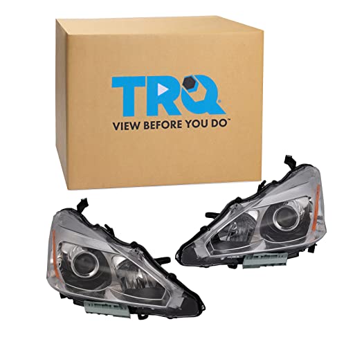 TRQ Headlight Assembly Set Headlights Driver & Passenger Side Halogen Compatible with 2013-2015 Nissan Altima NI2502208 NI2503208 - Image 1