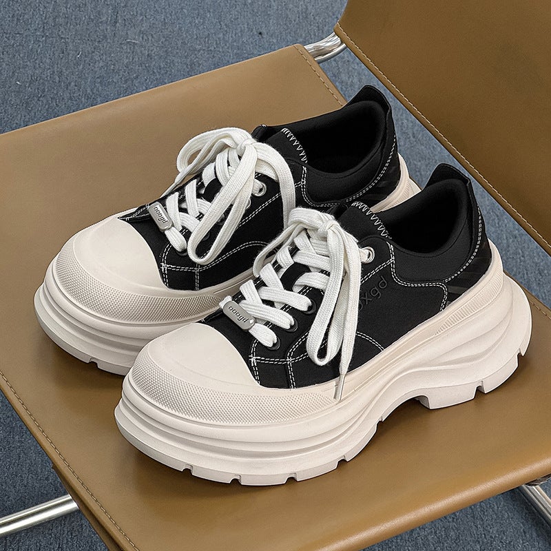 6.5cm Invisible Height-Increasing Canvas Shoes, Unisex Thick-Soled Dad Shoes, Lace-Up Versatile Fashion Couple Shoes - Image 2