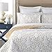 mixinni Quilt Twin Size Reversible 2Piece Beige Embroidery Pattern Elegant Quilt Set with Embroidered Decorative Sham Soft BedspreadCoverlet SetTwin - Image 2