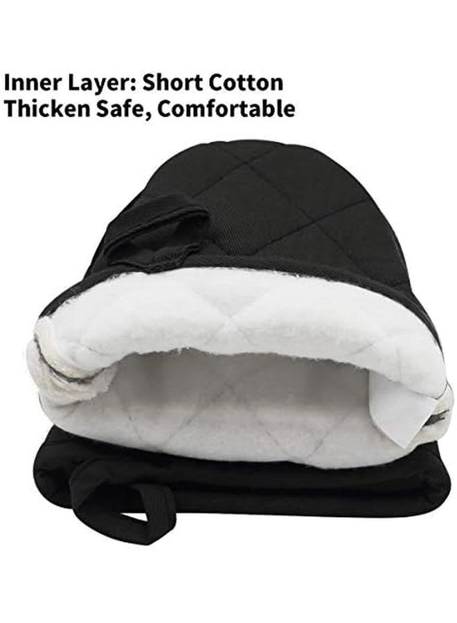 KASTWAVE Mini Oven Mitts 1 Pair Microwave Mitts Pot Holder Heat Resistant Neoprene Cotton Gloves Surfaces Non Slip Short Oven Gloves Black - Image 3