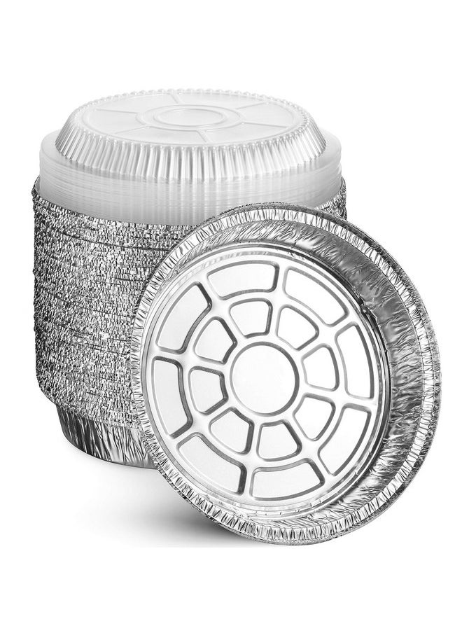 MontoPack MontoPack 9” Round Aluminum Foil Pans with Clear Lids | Disposable Containers with Straight Walls for Storing, Baking, Meal Prep & Reheating | Freezer & Oven Safe, Recyclable | 40 Pack of Tins  - Image 1