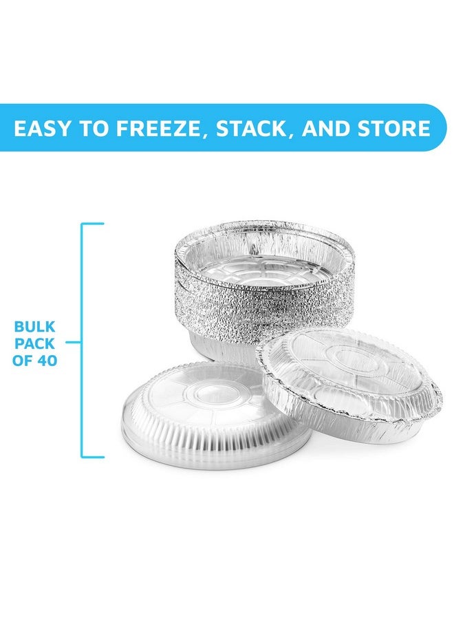 MontoPack MontoPack 9” Round Aluminum Foil Pans with Clear Lids | Disposable Containers with Straight Walls for Storing, Baking, Meal Prep & Reheating | Freezer & Oven Safe, Recyclable | 40 Pack of Tins  - Image 3