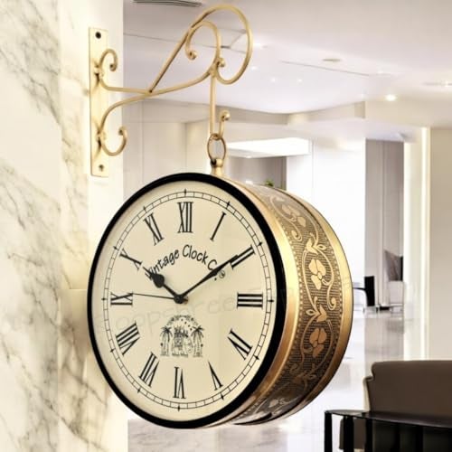 Vintage Clock Handcrafted Double Side Analog Clock / 10 Inch/Brass Finish/VC-65090 - Image 1