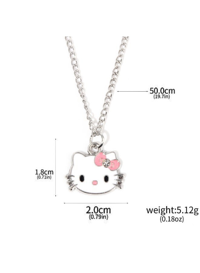 هالو كيتي مجموعة مجوهرات وإكسسوارات 3 في 1 لطيفة من هالو كيتي، تتكون من أقراط وأساور وقلادة قابلة للتعديل من الفولاذ المقاوم للصدأ بتصميم كلاسيكي كرتوني، هدية مثالية لها في عيد ميلادها أو عيد زواجها أو للملابس اليومية غير الرسمية، باللون الوردي. - Image 4