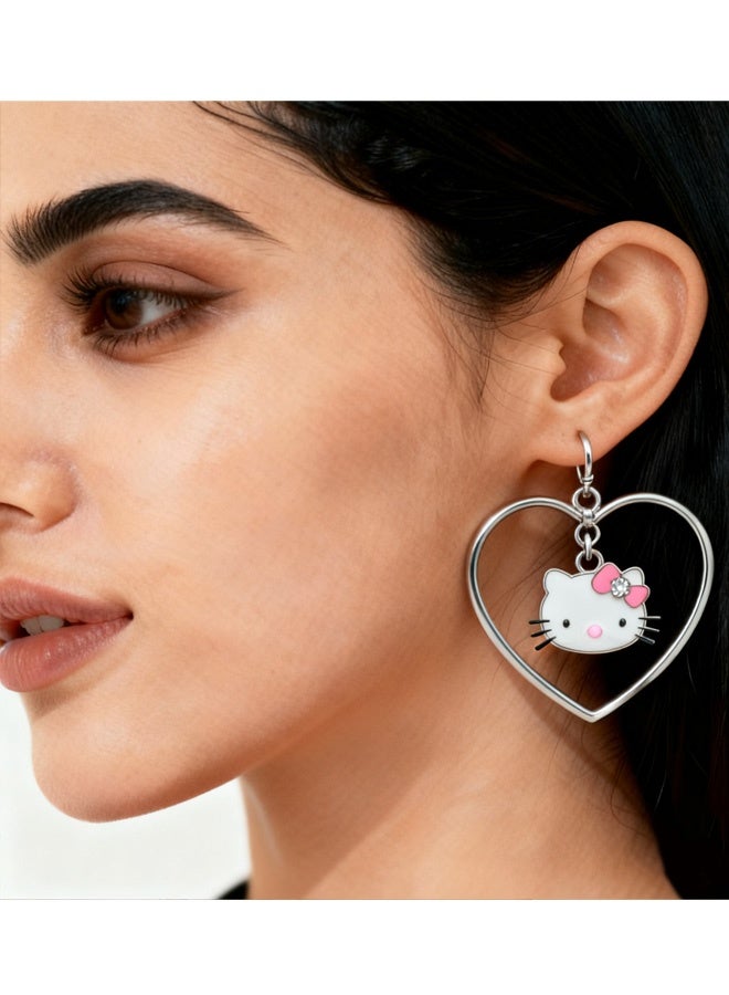 Hello Kitty Cute 3 in 1 Jewelry Accessories Hello Kitty Beads Earring Bracelet Necklace Set Adjustable Stainless Steel Composite Classic Cartoon Design Perfect Gift for Her on Birthday Christmas Anniversary Daily Wear Casual Outfits, Pink - Image 4