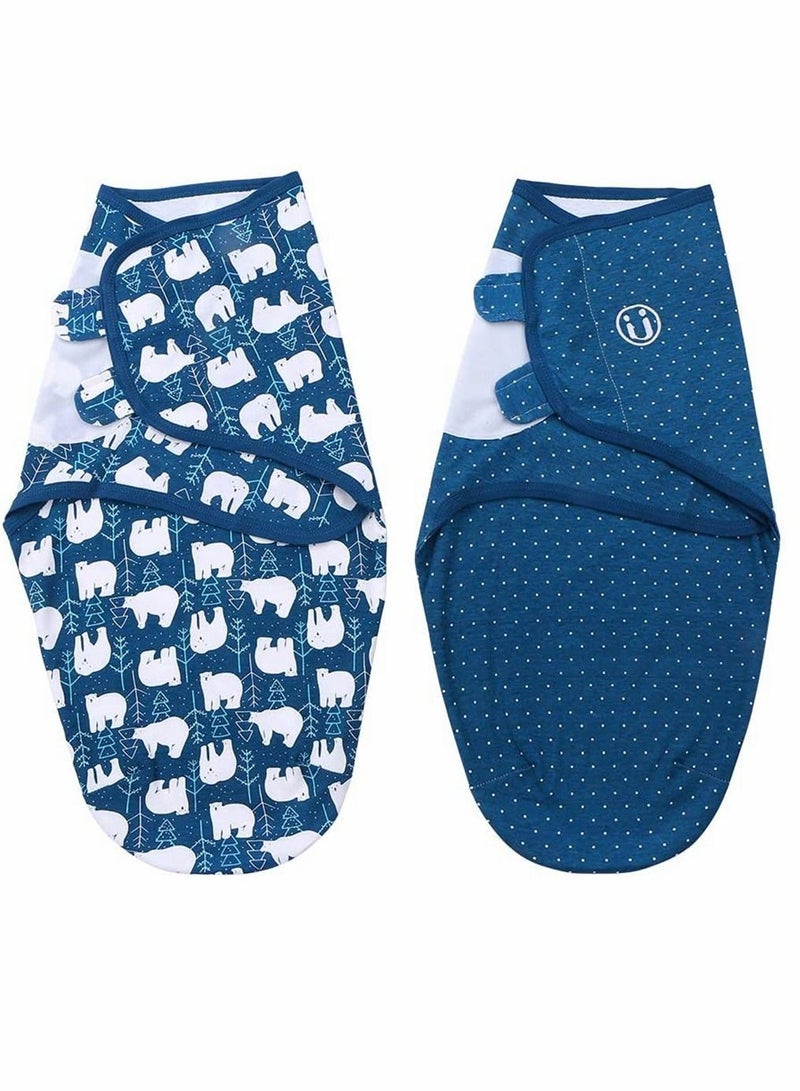 Y&D Baby Swaddle Wrap Blanket 2 Pack Soft Cotton Cartoon Pattern Adjustable Infant Sleeping Blankets Sleep Sack for 5 - 7 Month Newborn - Image 1