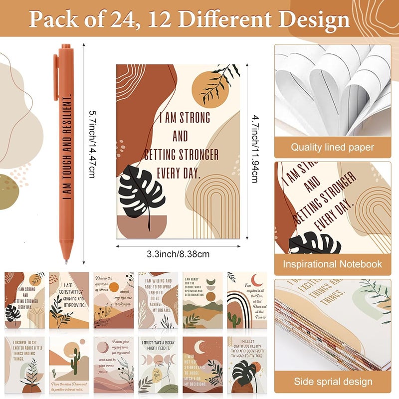 Mooliwe 72 Pcs/24 Set Positive Affirmation Gift Set for Women Gratitude Notebooks with Pens and Mini Mirrors Small Bags Motivational Encouragement Notepad for Women Coworkers Adult Party Favor - Image 2