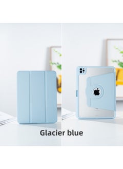 Suitable For Apple IPadpro11 Protective Cover Air5 Acrylic 9.7 Flat IPad10.2 Rotating 10.9 Hard Case-Color:[three-fold Rotation] Glacier Blue-Applicable Model:2022 Ipadpro-11