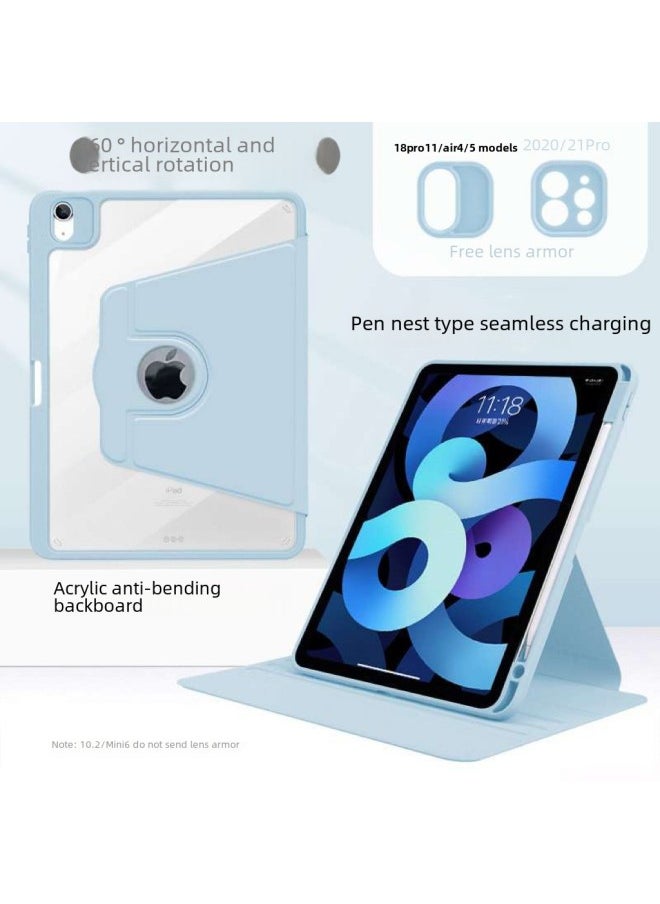 Generic - Suitable For Apple IPadpro11 Protective Cover Air5 Acrylic 9.7 Flat IPad10.2 Rotating 10.9 Hard Case-Color:[three-fold Rotation] Glacier Blue-Applicable Model:2022 Ipadpro-11 - Image 1