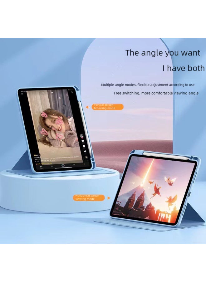 Generic - Suitable For Apple IPadpro11 Protective Cover Air5 Acrylic 9.7 Flat IPad10.2 Rotating 10.9 Hard Case-Color:[three-fold Rotation] Glacier Blue-Applicable Model:2022 Ipadpro-11 - Image 1