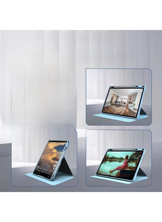 Generic - Suitable For Apple IPadpro11 Protective Cover Air5 Acrylic 9.7 Flat IPad10.2 Rotating 10.9 Hard Case-Color:[three-fold Rotation] Glacier Blue-Applicable Model:2022 Ipadpro-11 - Image 1