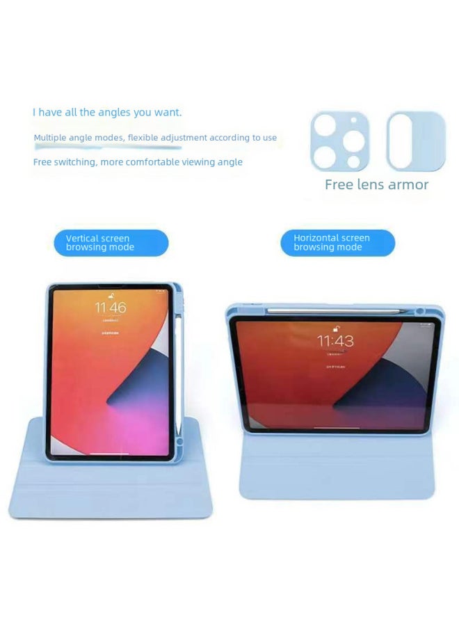 Generic - Suitable For Apple IPadpro11 Protective Cover Air5 Acrylic 9.7 Flat IPad10.2 Rotating 10.9 Hard Case-Color:[three-fold Rotation] Glacier Blue-Applicable Model:2022 Ipadpro-11 - Image 1