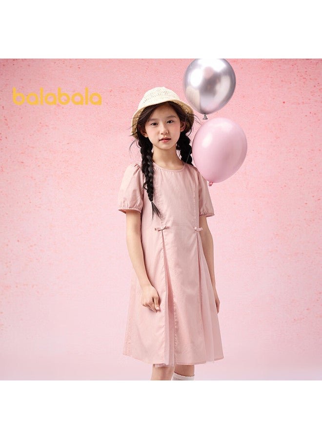 Balabala Girls' Dress Children's Dress Summer Dress For Big Kids With Butterfly Bow Sweet And Fashionable 208225111040 - Image 2
