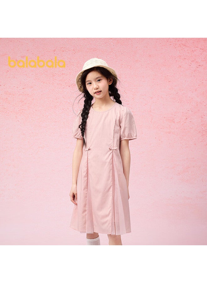 Balabala Girls' Dress Children's Dress Summer Dress For Big Kids With Butterfly Bow Sweet And Fashionable 208225111040 - Image 3