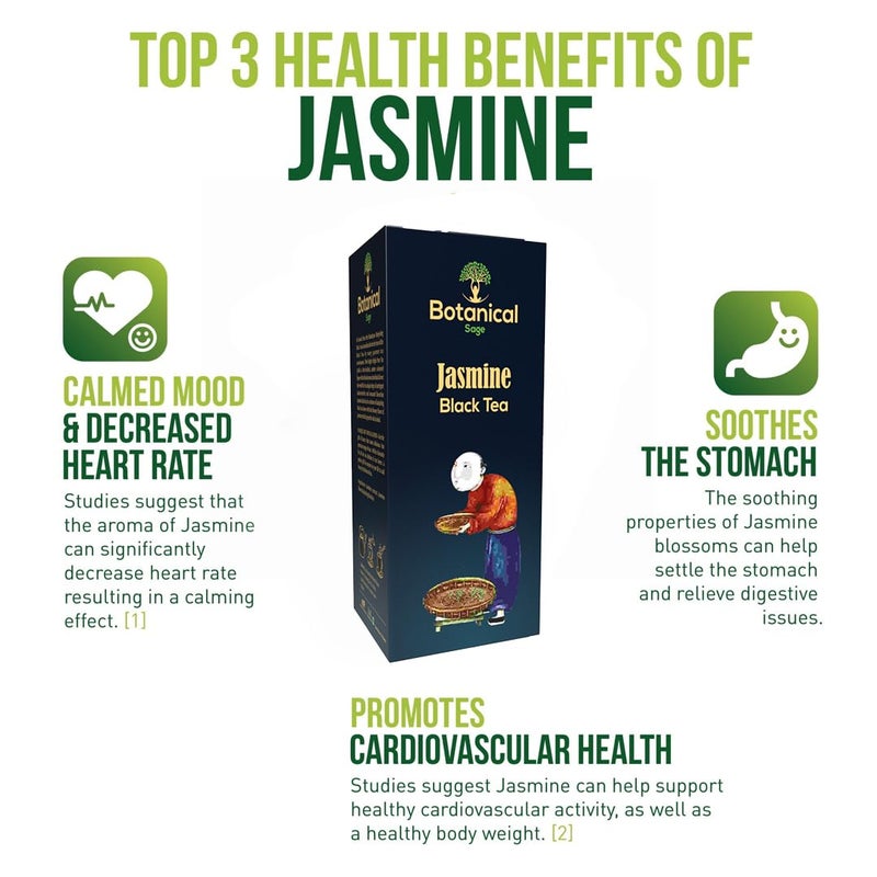 Botanical Sage- Jasmine Black Tea 30 Pyramid Teabags | Darjeeling Black Tea With Jasmine Flower | Selelcted | Luxury Tea - Image 2