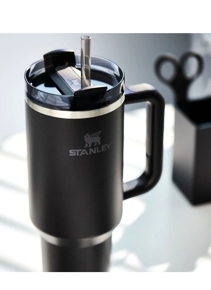 Stanley - Quencher H2.0 FlowState Vacuum Insulated Tumbler – 40 oz Black Stainless Steel Travel Mug with Leakproof Lid & Reusable Straw | Double-Walled Design Keeps Drinks Hot for 7 Hours & Cold for 24 Hours | Durable, Portable, Perfect for Water, Coffee, Smoothies & Iced Tea - Image 1