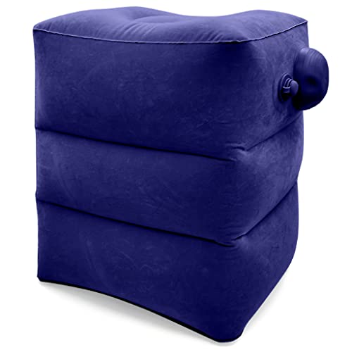 Optifit® Inflatable Air Travel Pillow, leg pillows for sleeping, Portable Footrest Pillow for Flight Home Office Footstool Self-inflatable Air Travel Pillow for Adult Kids, Blue - Image 1