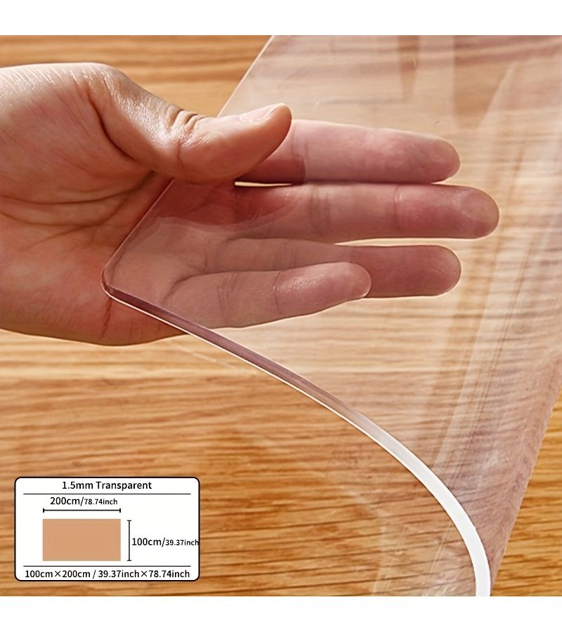 Clear Table Cover Protector 27.56x130 Inch Smooth Vinyl Mat - Image 3