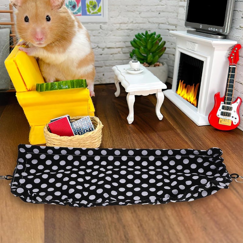 ARTIBETTER Reptile Lizard Hammock Mesh Hanging Bed with Suction Cups for Small Pets Hamster Chinchilla Cage Swing Black Polka Dot - Image 3