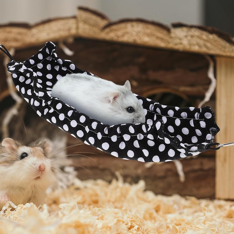 ARTIBETTER Reptile Lizard Hammock Mesh Hanging Bed with Suction Cups for Small Pets Hamster Chinchilla Cage Swing Black Polka Dot - Image 4