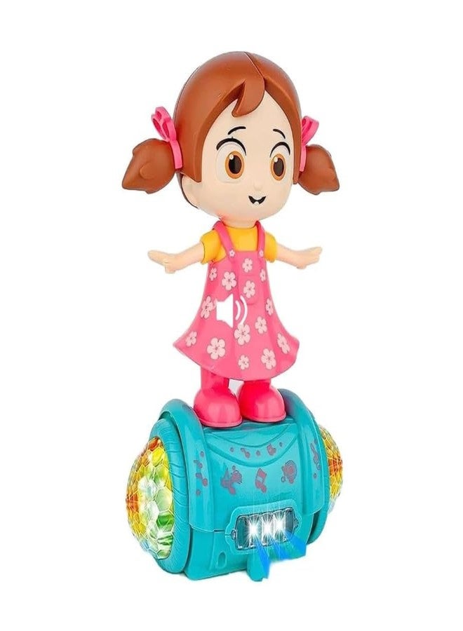 PCN TECHNOLOGY PCN Musical Dancing Girl Doll Activity Play Center Toy 360 Degree Rotating with Flashing Lights and Bump n Go Action Toys for Kids (Pack of 1) Pink Colour (A-Dancing Girl) - Image 1