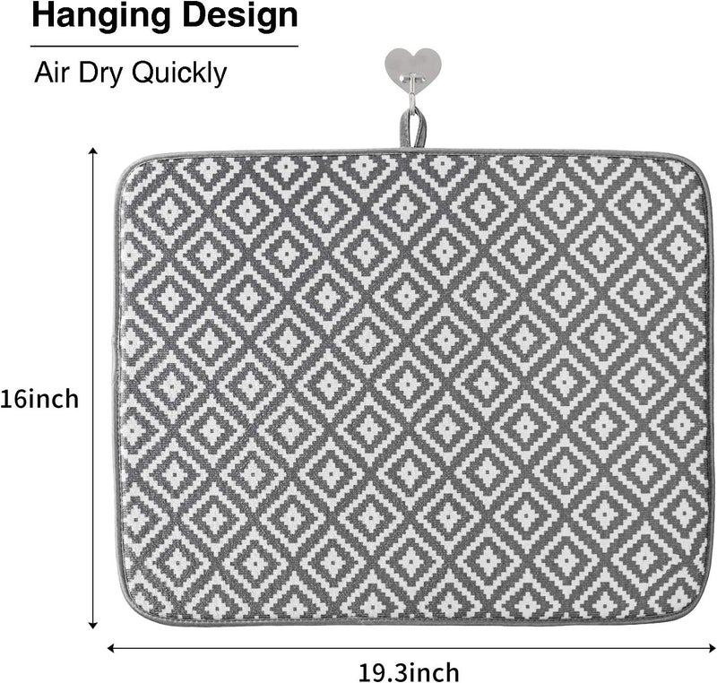 SUBEKYU Dish Drying Mat for Kitchen 2 Pack, Ultra Absorbent Microfiber Dishes Drainer Mats by ,19.2 by 15.8 Inch(Rhombus) - Image 4