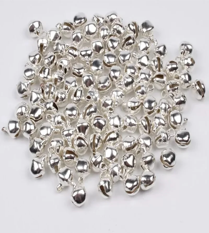 Tineke 50 Pieces 12MM SILVER Color Handled Bell, Bell, Rattle, Metal Amigurumi Bell, Jewelry Accessory Making
