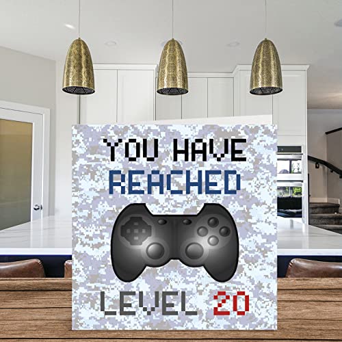 Stuff4 Men's 20th Birthday Card - You Have Reached Level 20, Video Game Themed, Blank Inside, 5.7 in x 5.7 in, Envelope Included - Image 3